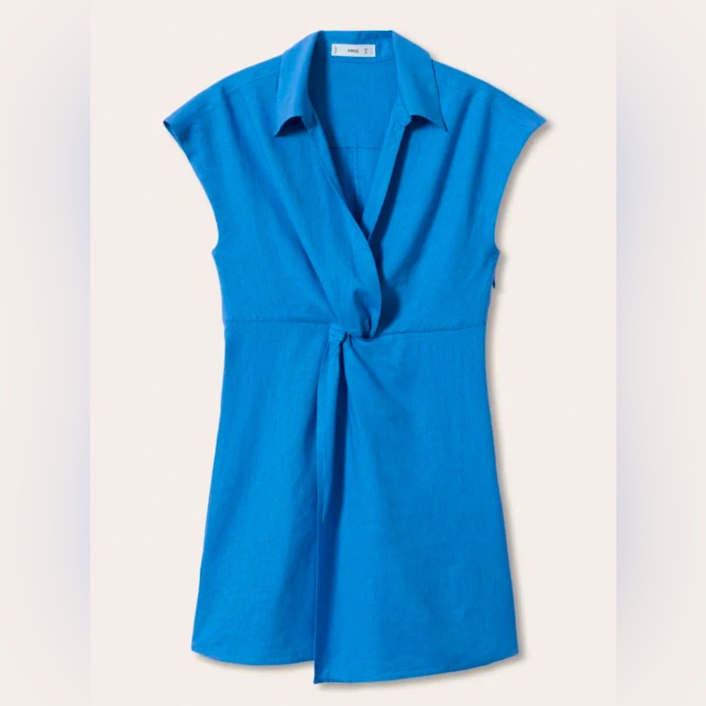 Mango Shirt Dress- Blue Linen
